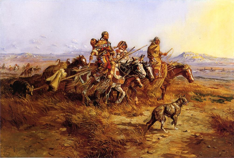 Indian Women Moving - Charles Marion Russell Paintings